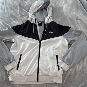 Nike Black and Gray Hooded Windbreaker Jacket